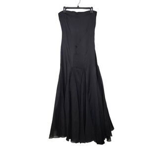 Vintage Reva Mivasagar Black Sleeveless Silk‎ Maxi Gown Sz 10/M Wedding Evening